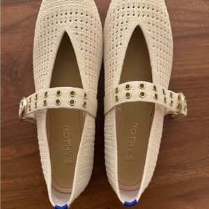 NWT Rothy's The Max Buckle Mary Jane Cream Mesh